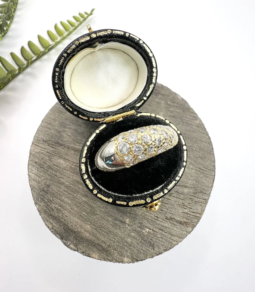 Vintage Diamond Pave Cocktail Ring In 18 Carat Yellow Gold And Platinum