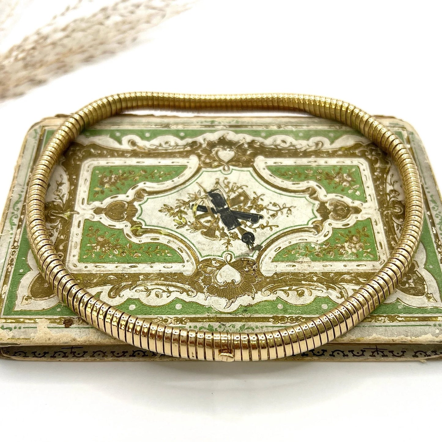 Vintage 9ct Yellow Gold Tubogas Collar Necklace, Hallmarked London 1947