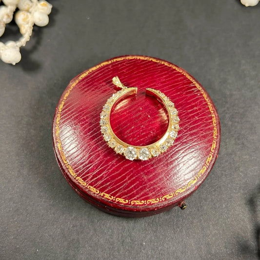 Victorian Antique 3.75ct Old Cut Diamond Crescent Moon Pendant