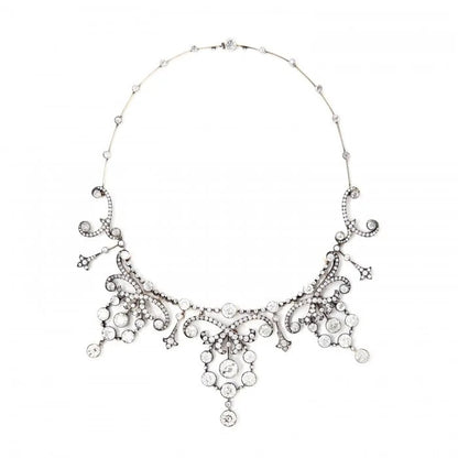 Antique Old Cut Diamond Tiara come Necklace, 45.62 carats