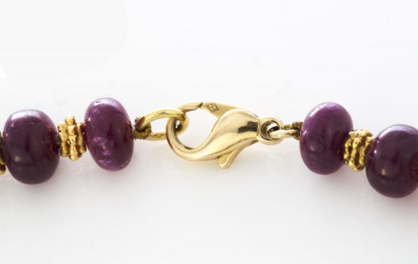 Vintage French Natural Ruby and 18ct Yellow Gold Beaded Necklace, Circa 1950s