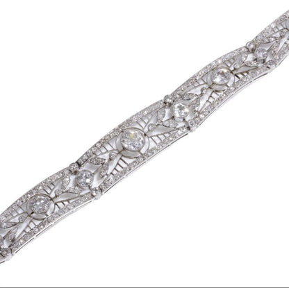 Antique Belle Epoque 4.15ct Diamond Bracelet in Platinum
