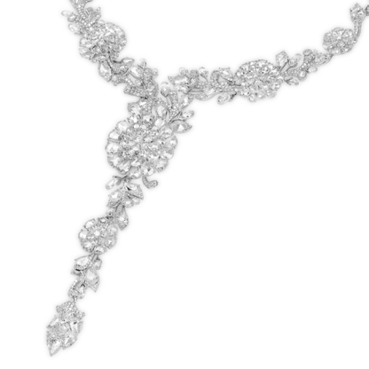 Opulent Diamond Floral Cluster Necklace, 48.44 carat total
