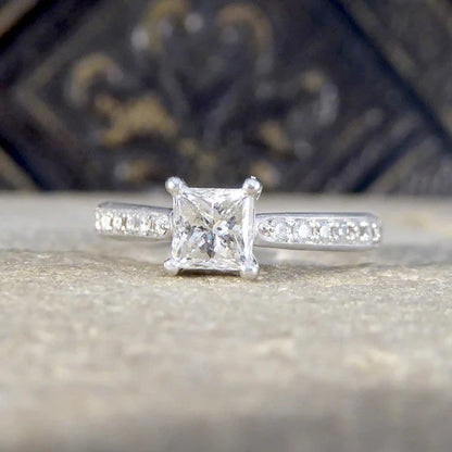 0.51ct Princess Cut Diamond Solitaire Engagement Ring with Brilliant Cut Diamond Shoulders in Platinum