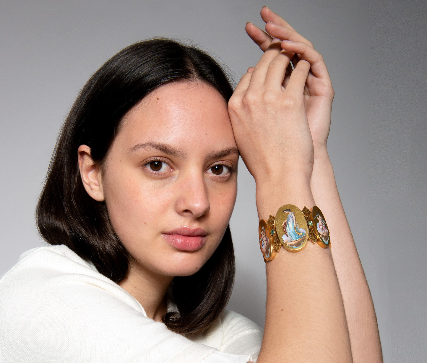 Victorian 18ct Gold Wide Medallion Bracelet