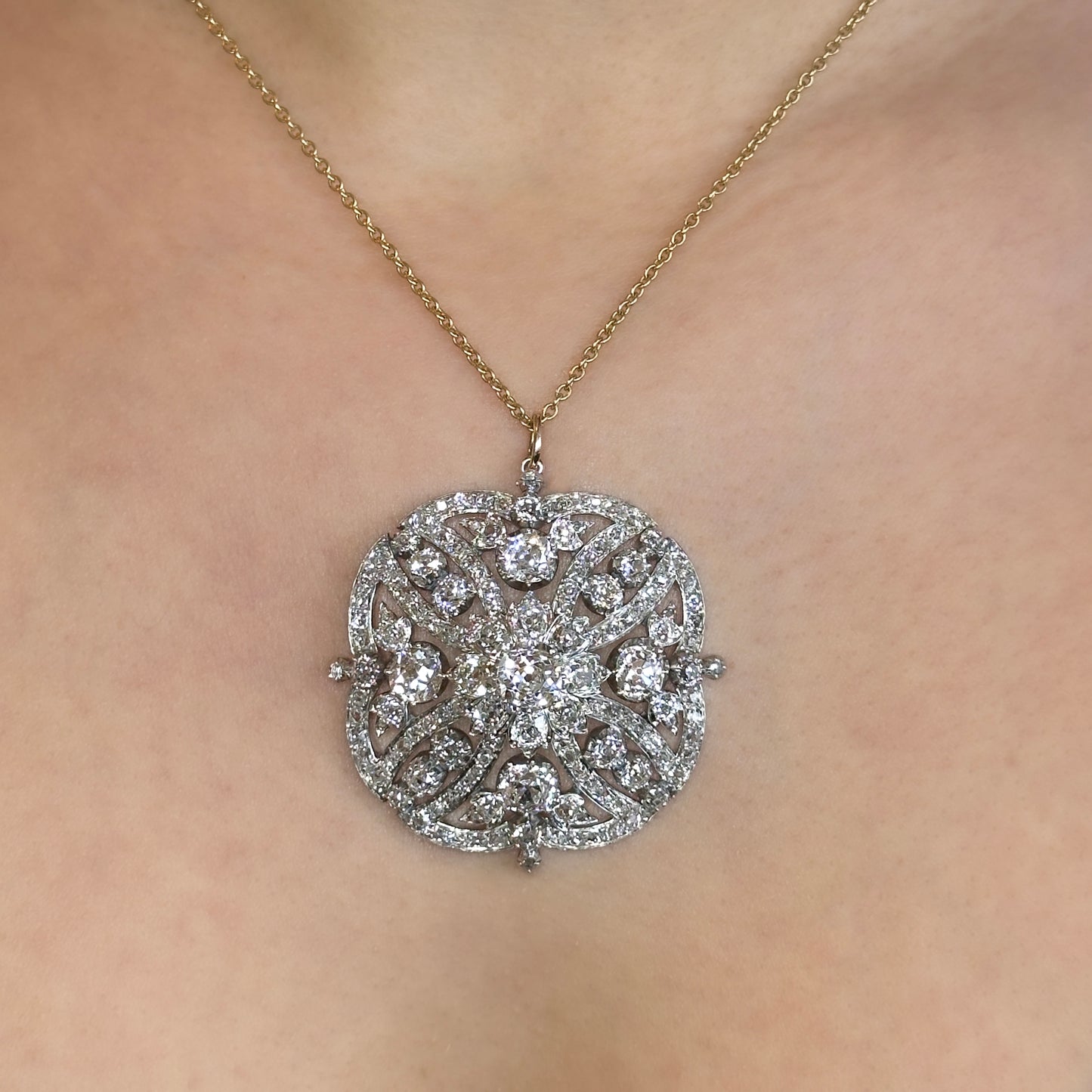 Antique Victorian 16ct Diamond Maltese Cross Design Pendant