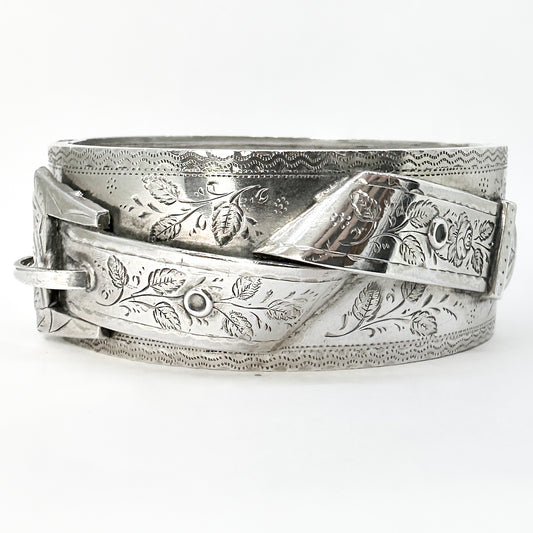 Victorian Silver Belt Cuff Bangle Bracelet