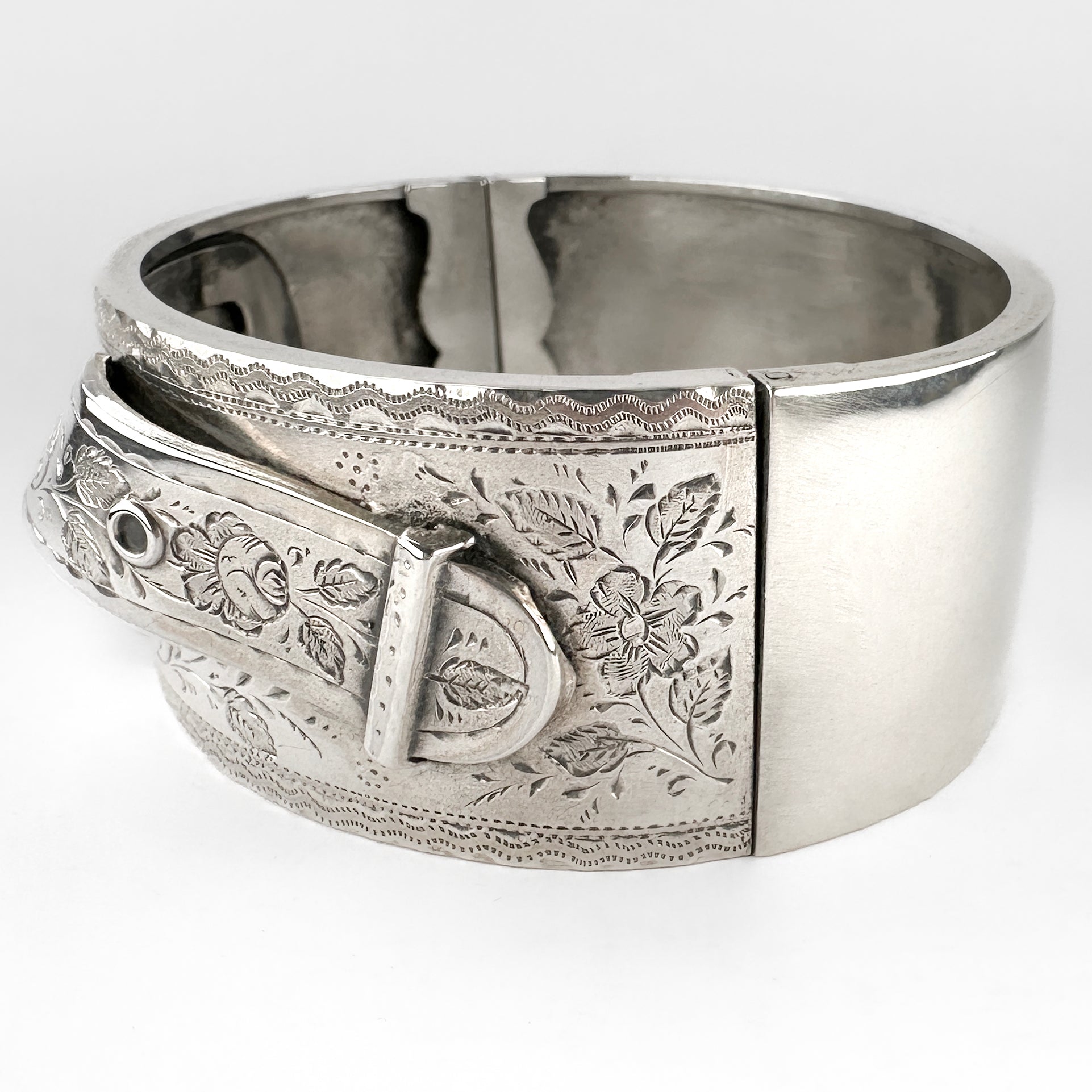 Victorian Silver Belt Cuff Bangle Bracelet