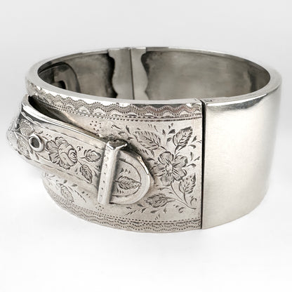 Victorian Silver Belt Cuff Bangle Bracelet