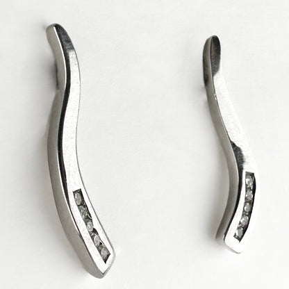 White Gold &amp; Diamond Wave Earrings