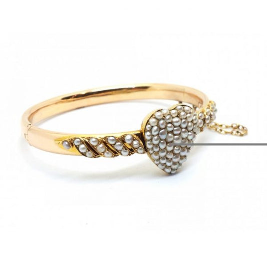 Antique Victorian Pearl Bangle Bracelet, Circa 1880