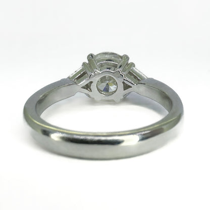 GIA Certified 1.40ct Diamond Solitaire Engagement Ring with Trillion Shoulders in Platinum