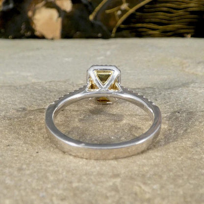 GIA 1.24ct Fancy Yellow Diamond Cluster Engagement Ring