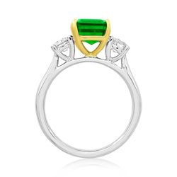 2.48ct Emerald and Diamond Three Stone Engagement Ring in Platinum