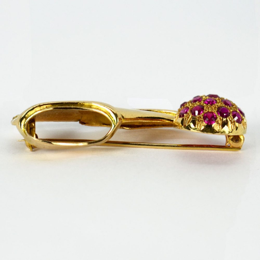 14ct Yellow Gold and Ruby Tsarouchi Shoe Brooch