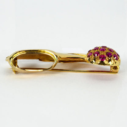 14ct Yellow Gold and Ruby Tsarouchi Shoe Brooch