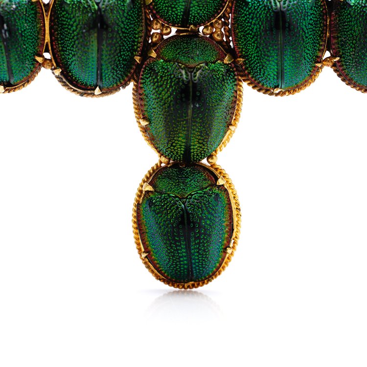 Antique Victorian 15ct Gold Cross Pendant with Taxidermy Scarab Beetle