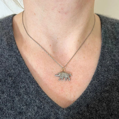Antique Diamond Set Pig Charm Pendant