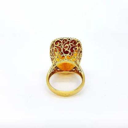 45ct Citrine and Diamond Cluster Cocktail Ring in 18ct Yellow Gold