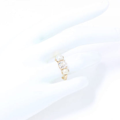 Antique Victorian Old Cushion Cut Diamond and Pearl Three Stone Ring
