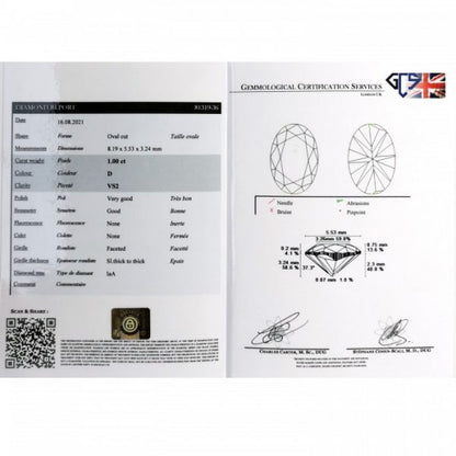 1ct D VS2 Oval Diamond Cluster Engagement Ring in Platinum, with certificate