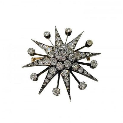 Antique Victorian 7ct Old Cut Diamond Star Brooch