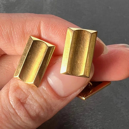 French Retro Tank Style 18ct Yellow Gold Cufflinks