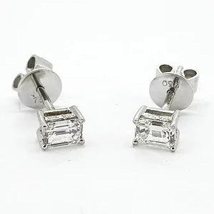 0.50ct Emerald Cut Diamond Stud Earrings in 18ct White Gold