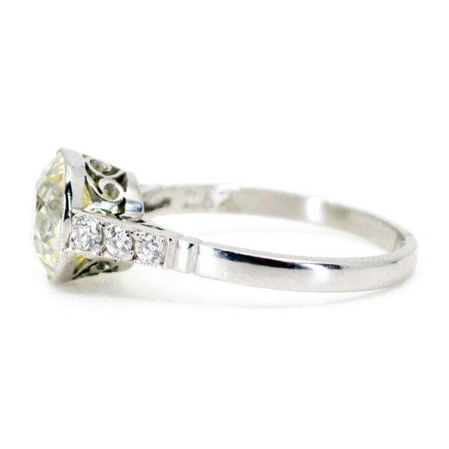 Art Deco 2.62ct Old Mine Cut Diamond Solitaire Engagement Ring in Platinum