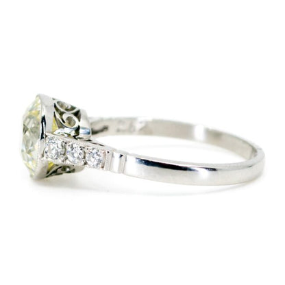 Art Deco 2.62ct Old Mine Cut Diamond Solitaire Engagement Ring in Platinum