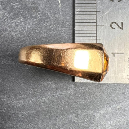 French Retro 6.05ct Citrine and Gold Tank Ring