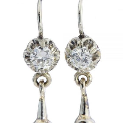 Vintage Pearl and Diamond Drop Earrings in 18ct White Gold, Circa 1950s