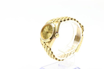 Vintage Rolex Lady Oyster Perpetual 18ct Yellow Gold 24mm Automatic Watch, ref 67188, champagne index dial, 18ct yellow gold Jubilee bracelet with 18ct fold over clasp, Circa 1986