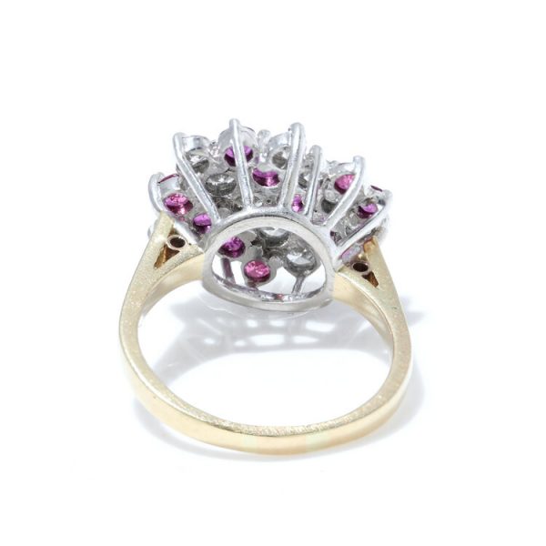 Vintage Ruby and Diamond Cluster Dress Ring