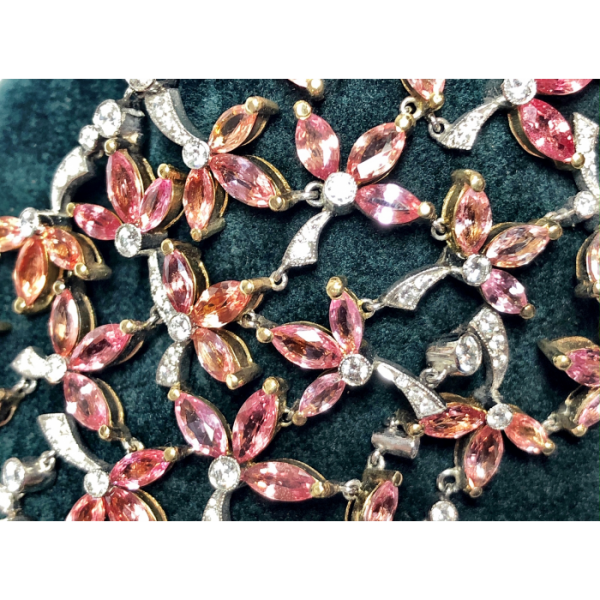 Padparadscha Sapphire, Diamond and Ruby Bracelet, 39.52 carats