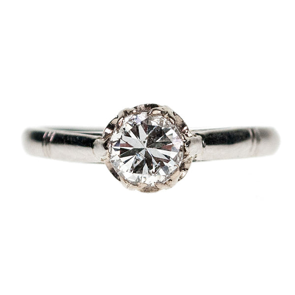 Platinum Old European Cut Diamond Solitaire Ring, 0.60 Carat