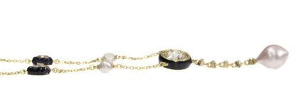 antique Victorian large diamond and large natural pearl necklace