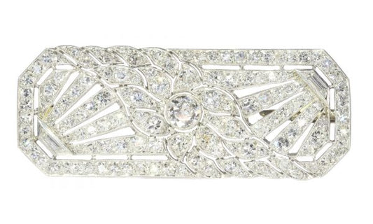 antique Art Deco French platinum diamond brooch