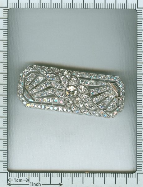 antique Art Deco French platinum diamond brooch