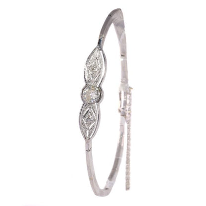 Antique Art Deco White Gold Old European Cut Diamond Bracelet