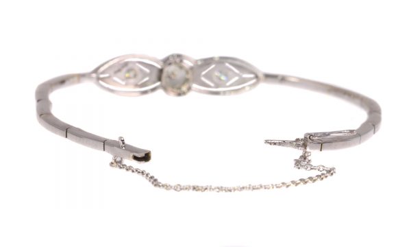 Antique Art Deco White Gold Old European Cut Diamond Bracelet