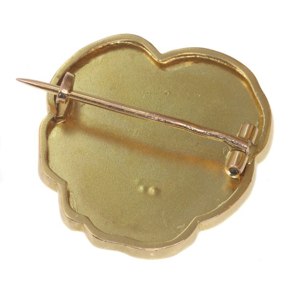 Antique Art Nouveau Lady's Head Brooch Signed Rasumny