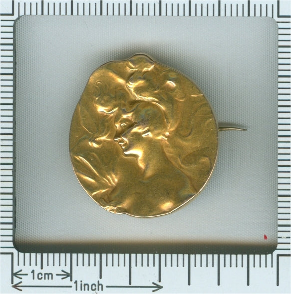 Antique Art Nouveau 18ct Yellow Gold Brooch