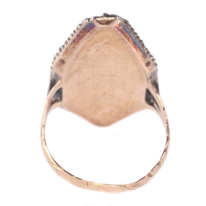 Antique Victorian Rose Cut Diamond and Enamel Ring