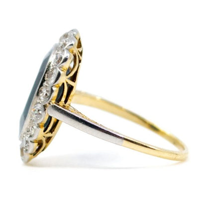 Antique Victorian 3.50ct Sapphire and Diamond Cluster Ring, 18ct Gold