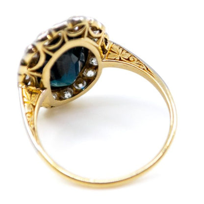 Antique Victorian 3.50ct Sapphire and Diamond Cluster Ring, 18ct Gold