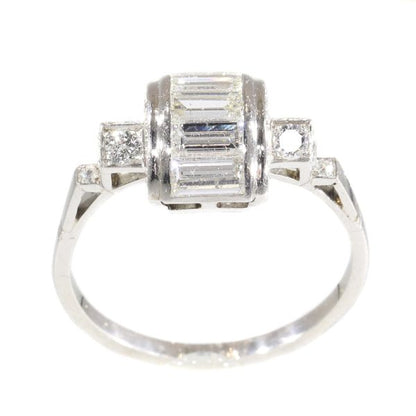 Vintage Fifties Art Deco Style Diamond Engagement Ring