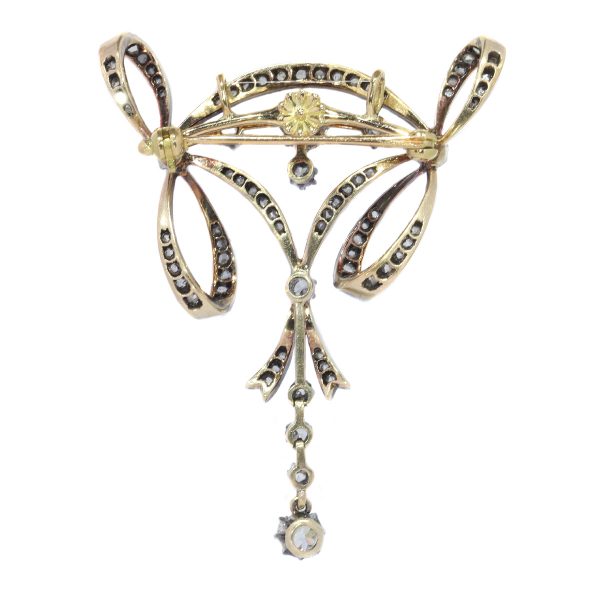 Elegant Antique Belle Epoque Diamond Pendant Brooch