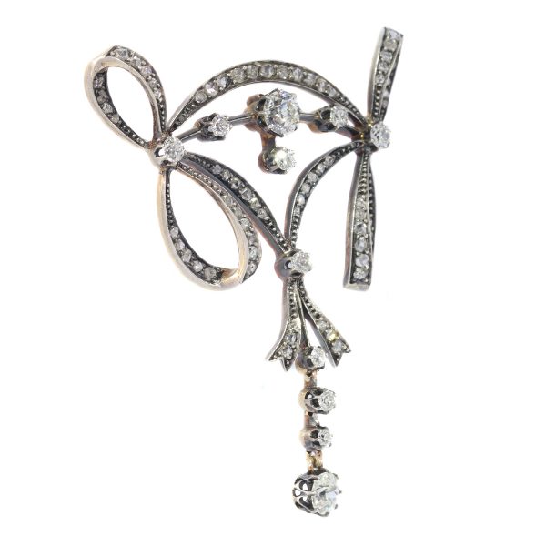 Elegant Antique Belle Epoque Diamond Pendant Brooch