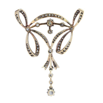 Elegant Antique Belle Epoque Diamond Pendant Brooch